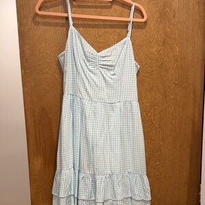 Hollister Light Blue Gingham Mini Dress